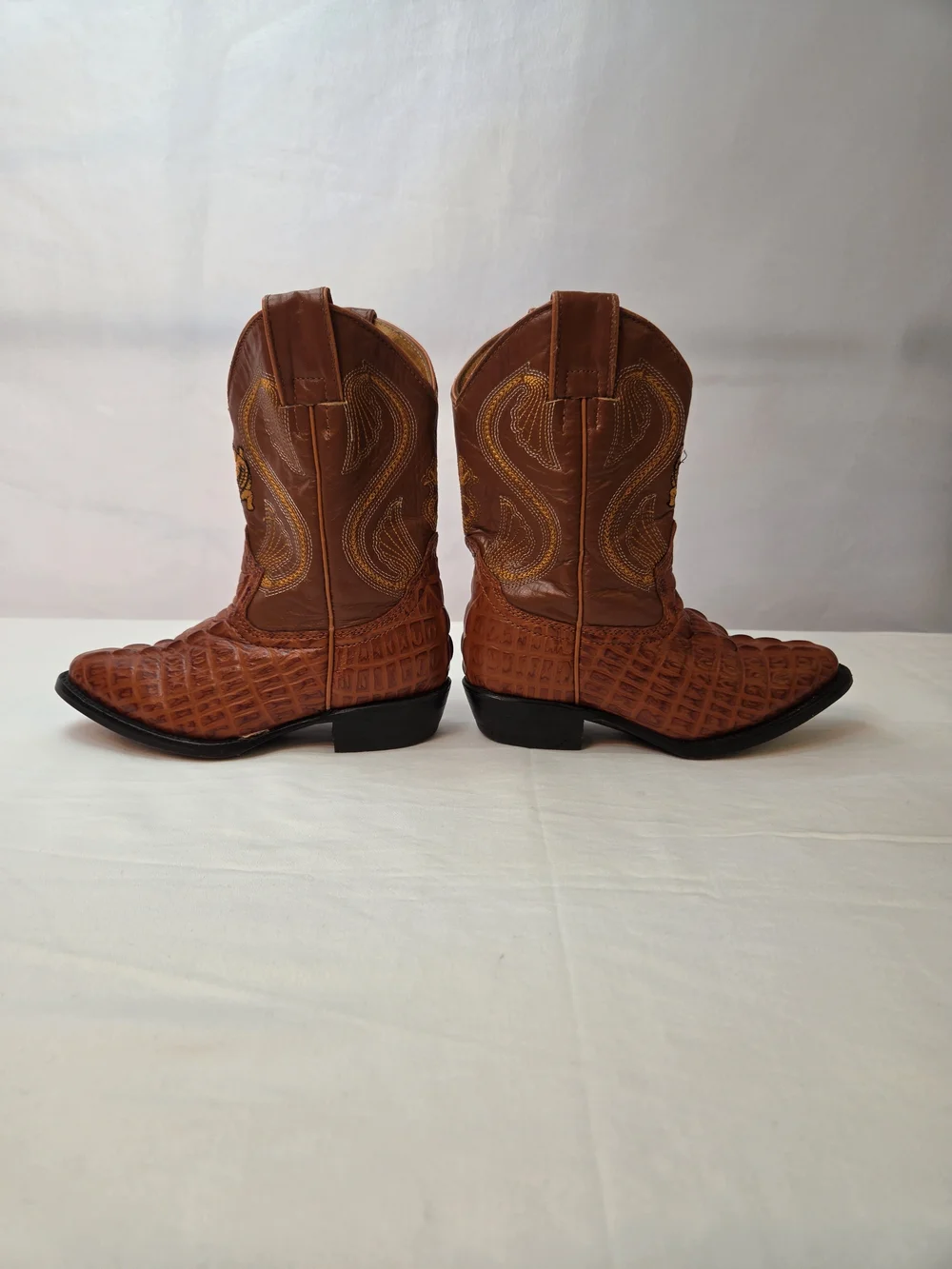 Kids Potrillo Salvaje Cowboy Boots • Brown Exotic Leather • Size 10